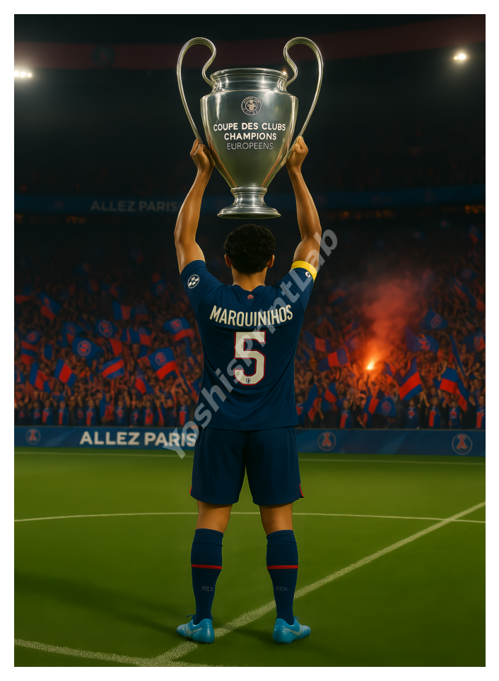 Affiche Marquinhos soulève la Ligue des Champions